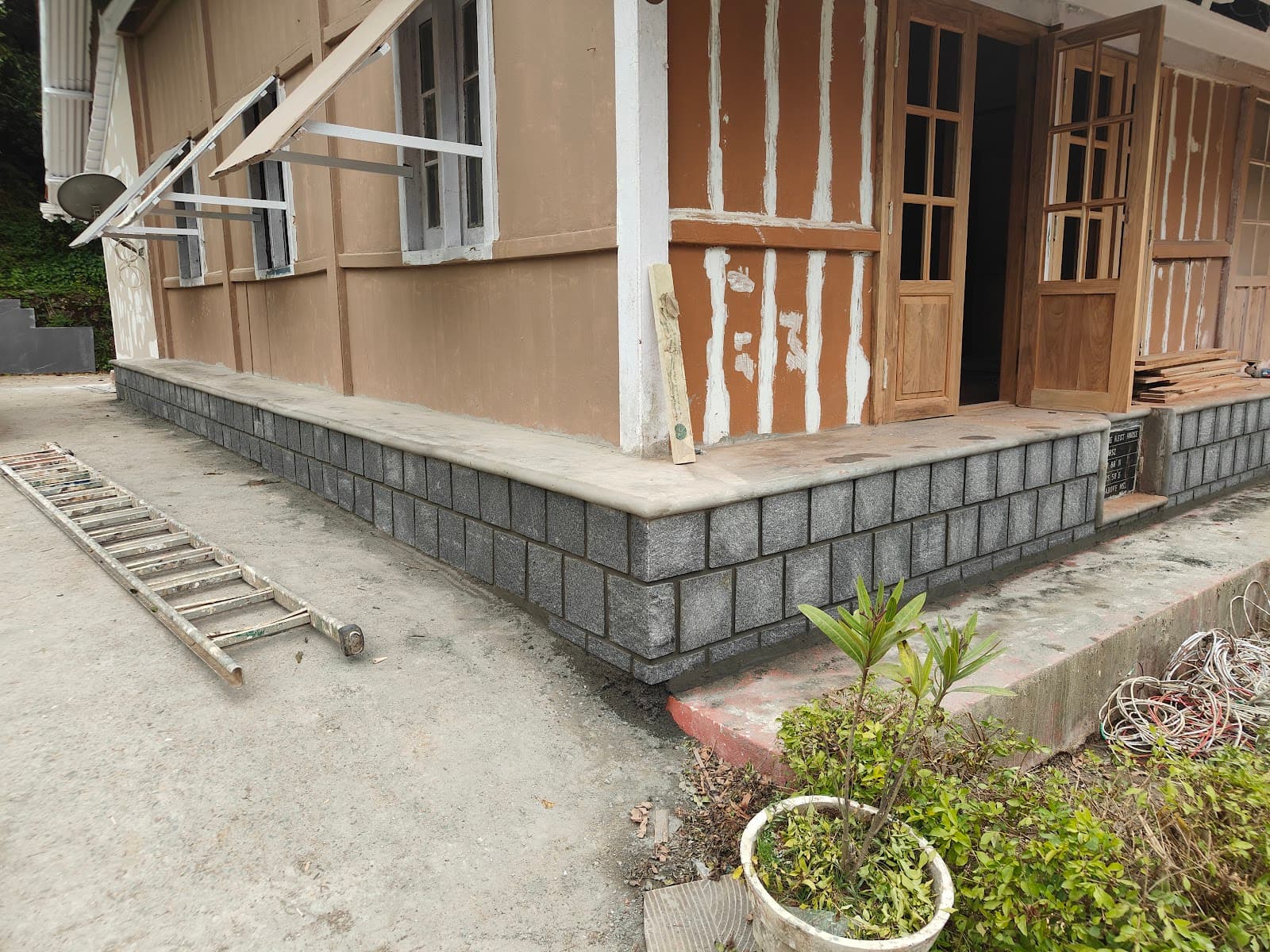 Textured Basalt & Sandstone Feature Facade