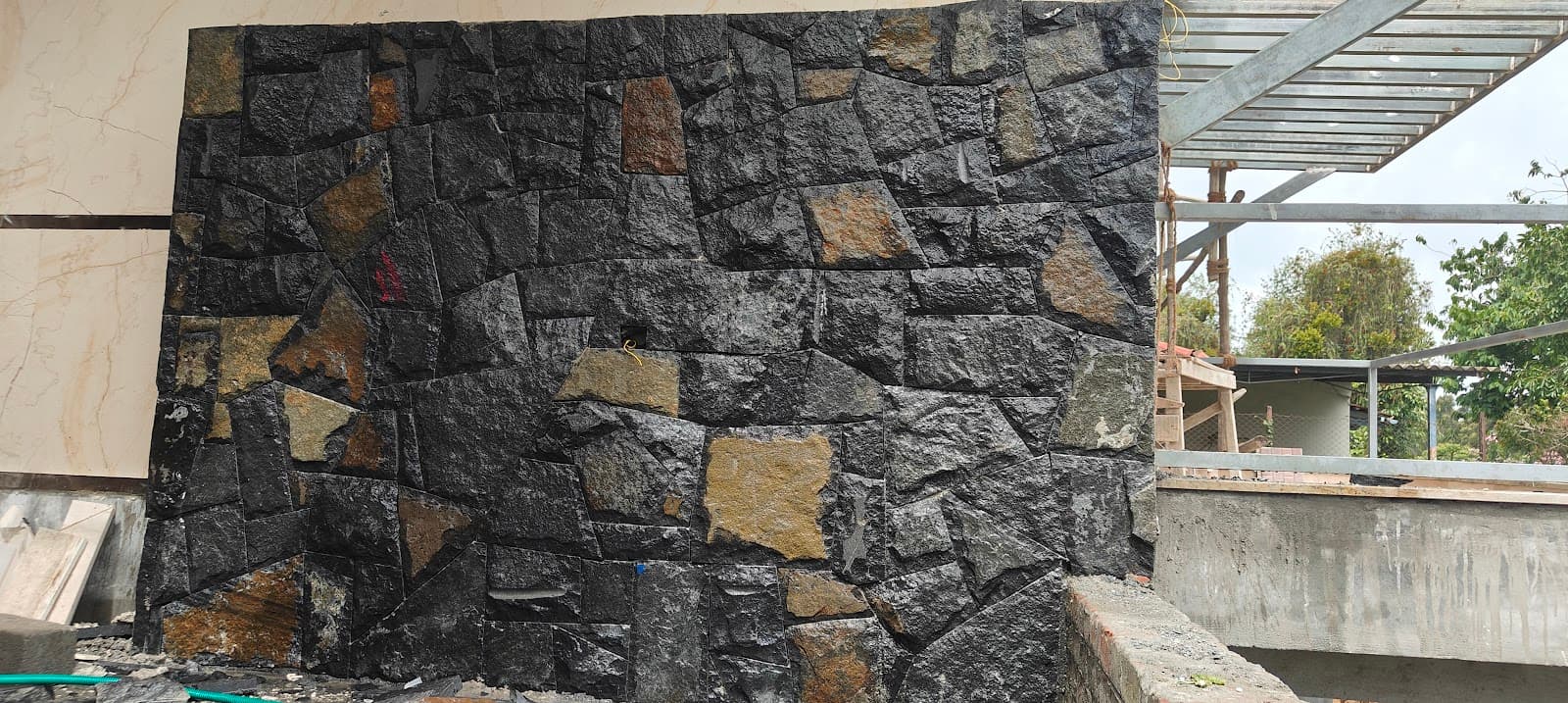 Linear Stone Water Feature & Fluted Basalt